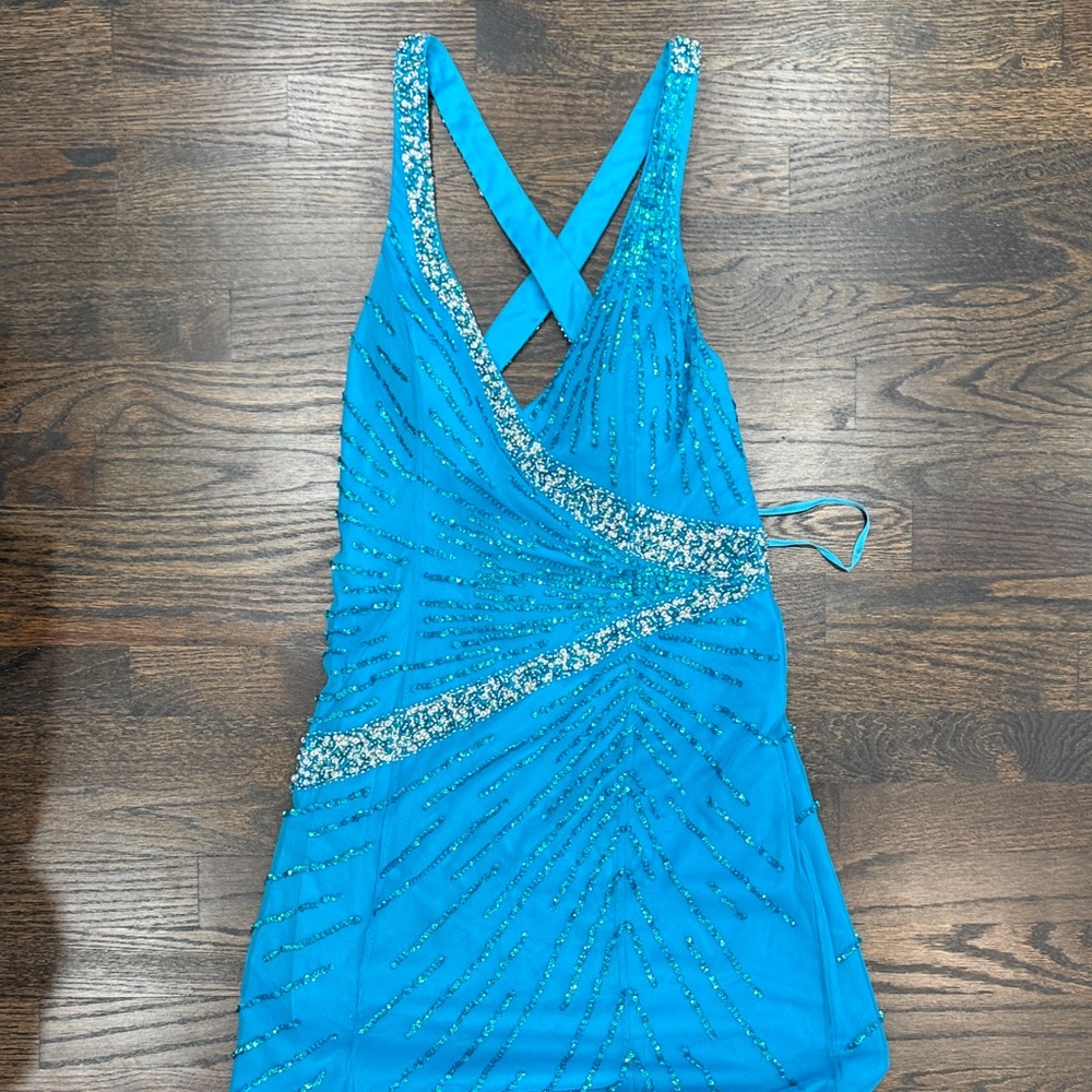 Vintage Blue Sequin prom Dress